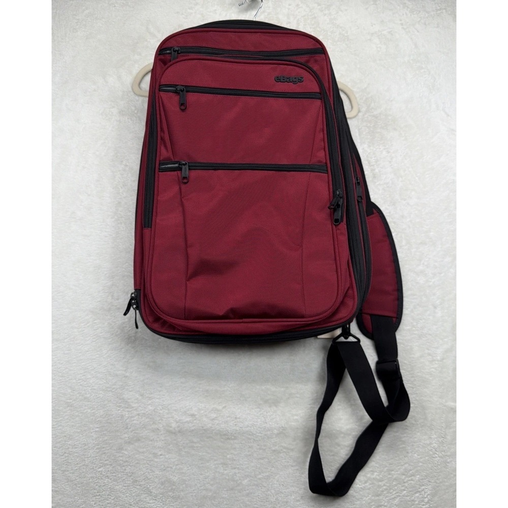 eBags Mother Lode Weekender Backpack Red Expandable Carry On Travel Bag